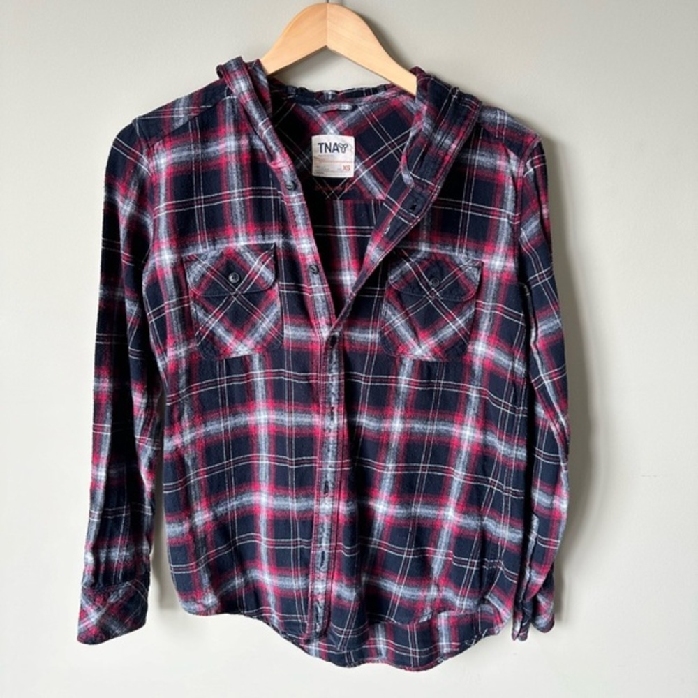 Aritzia TNA Plaid Flannel Button Down Shirt Size XS